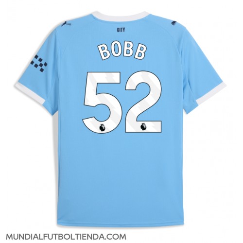 Camiseta Manchester City Oscar Bobb #52 Primera Equipación Replica 2025-26 mangas cortas Camiseta Manchester City Oscar Bobb #52 Primera Equipación Replica 2025-26 mangas cortas
